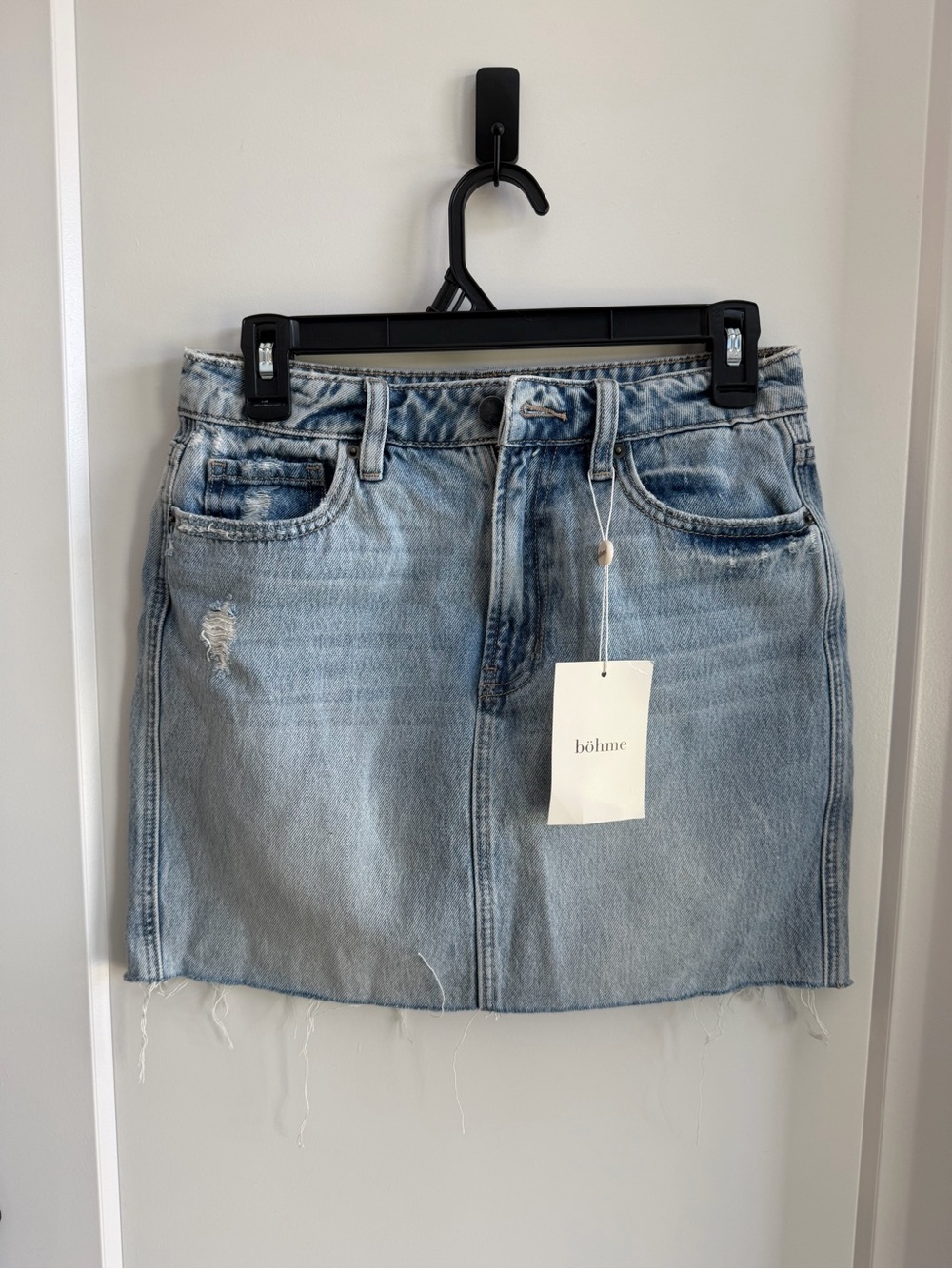 NWT Size S Bohme Light Wash Denim Mini Skirt